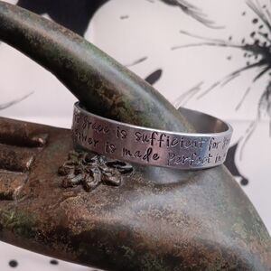 Grace Inspirational Engraved Silver Aluminum Cuff Bracelet